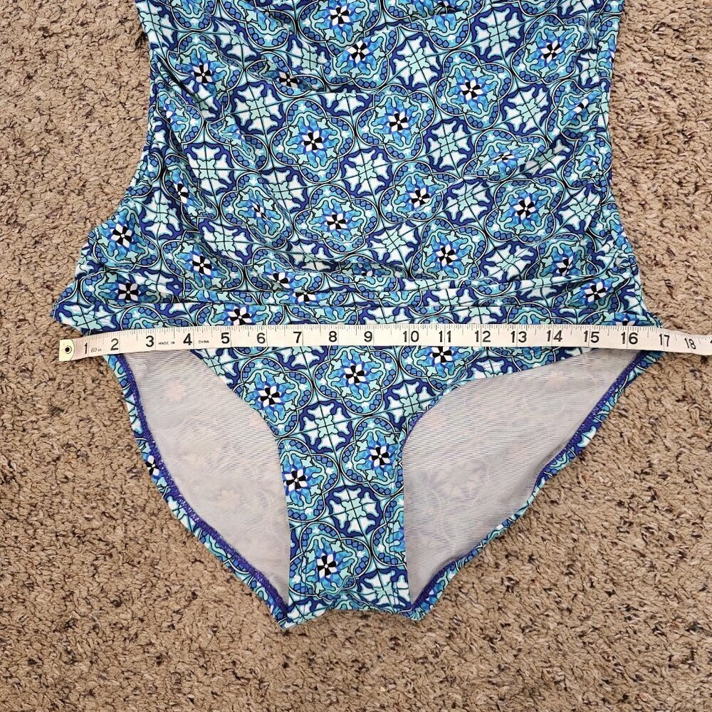 Spanx Love Your Assets Medallion Geo Turquoise Slimming One Piece Swimsuit L - Picture 4 of 12